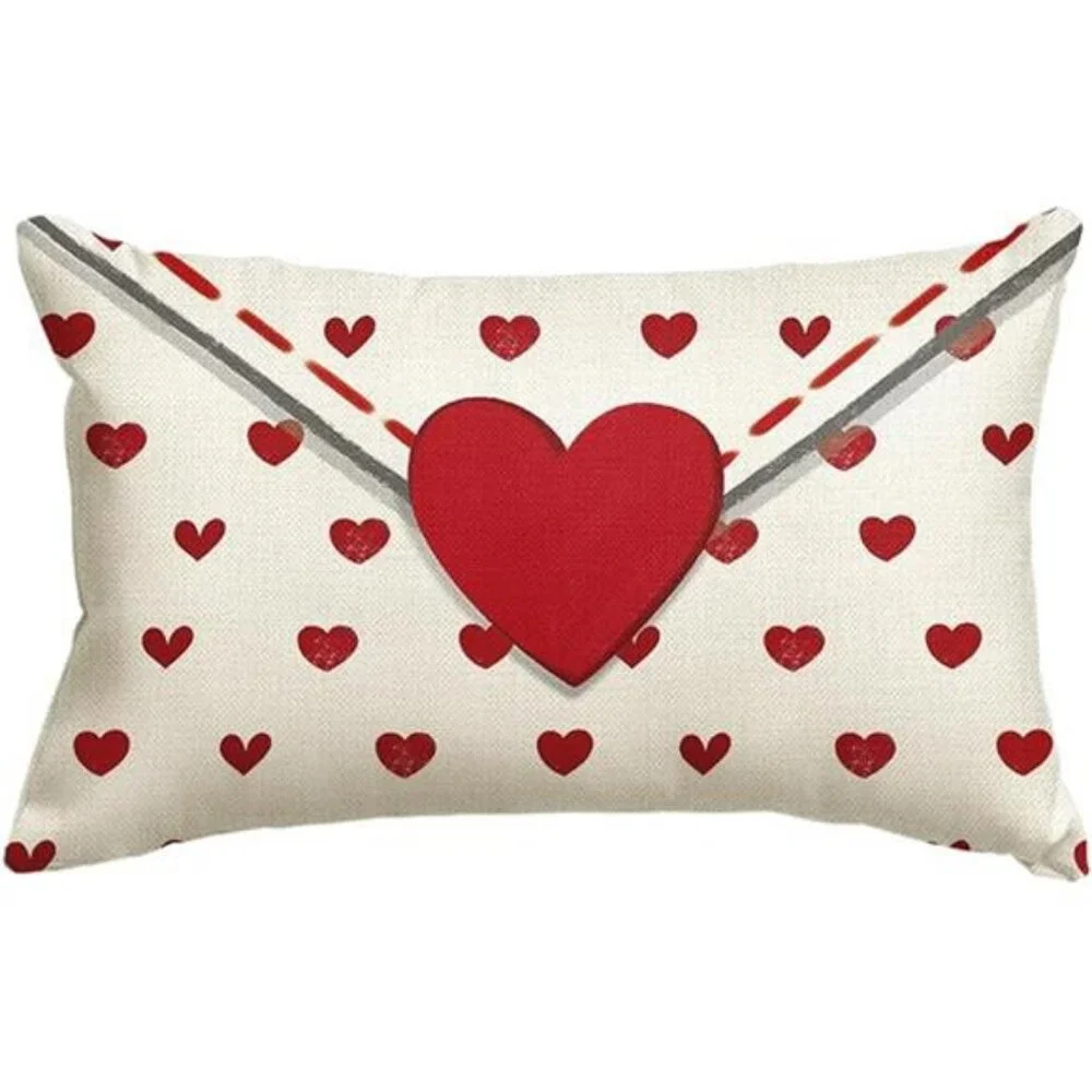 Lovely Valentine's Day Envelope Throw Pillow Cover, 12 x 20 Inch Red